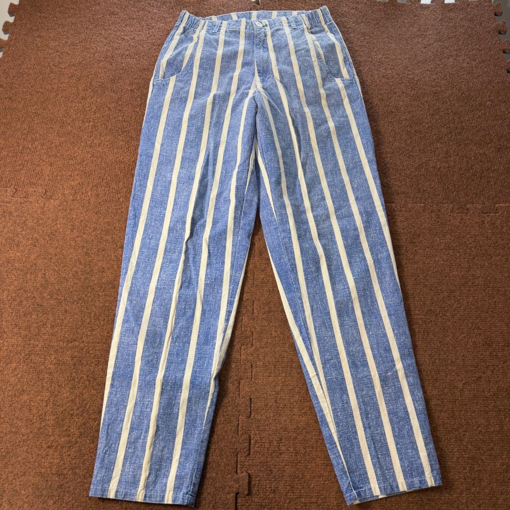 Vintage PCH 312 Competition Surf Sport Blue White Striped Cotton Pants 27/M